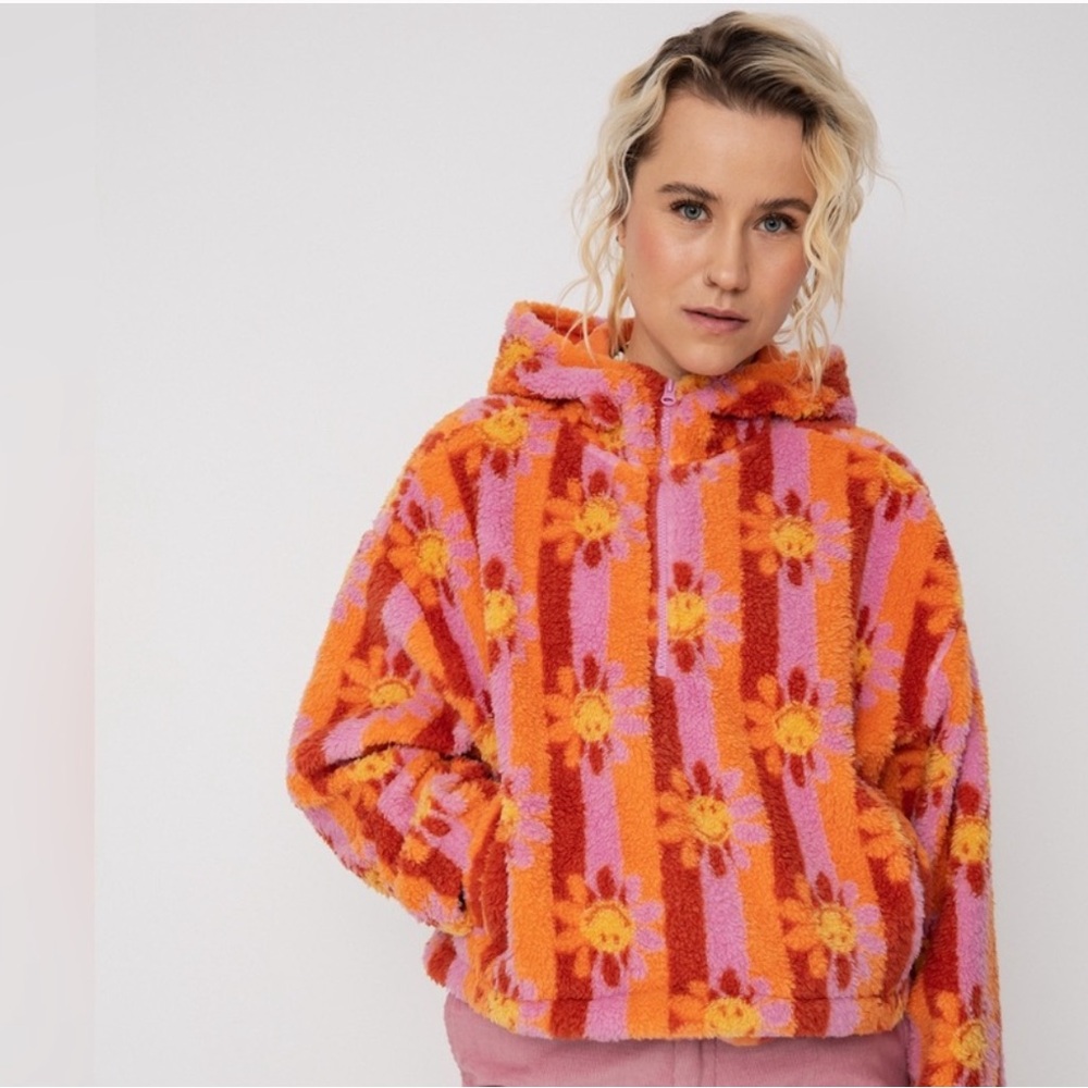 Billabong Sherpa Smiley Quarter Zip Sweatshirt